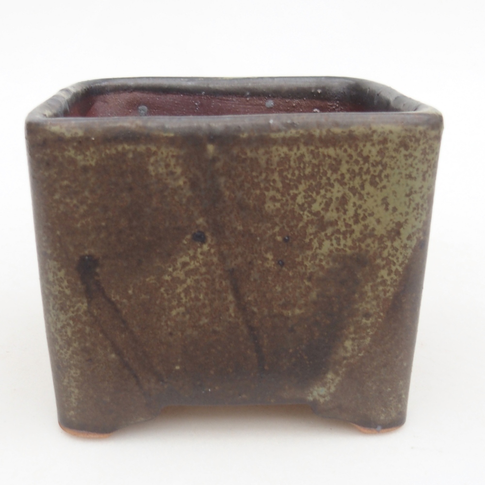 Ceramic bonsai bowl 10 x 10 x 8,5 cm, brown
