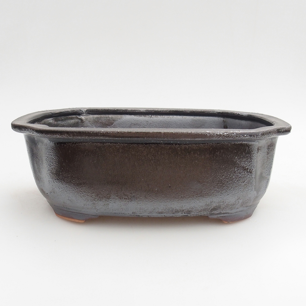 Ceramic bonsai bowl 22 x 16,5 x 7 cm, metal colour