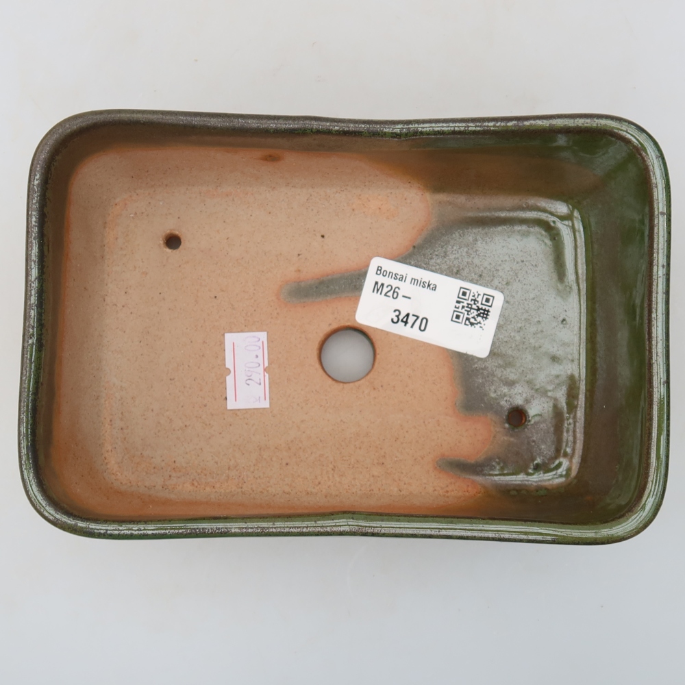 Ceramic bonsai pot, 16 x 10.5 x 5.5 cm, green