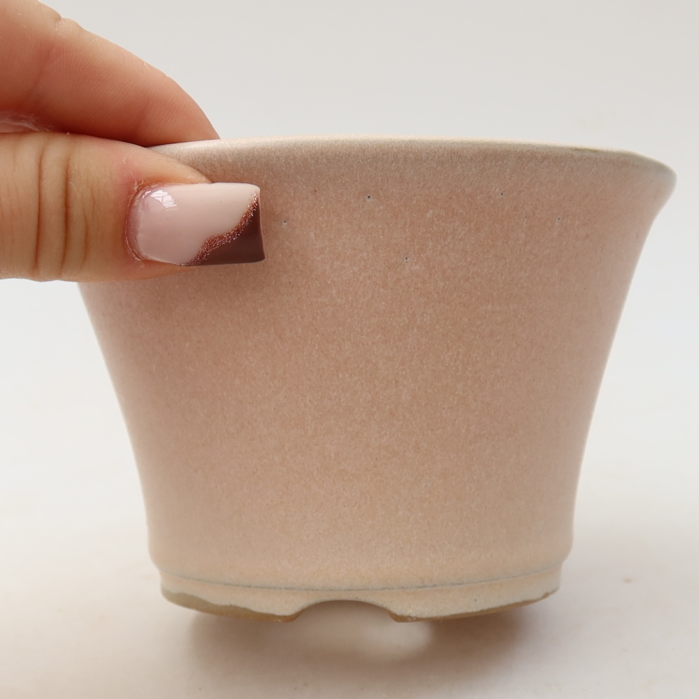 Ceramic bonsai pot, 11 x 11 x 7 cm, pink