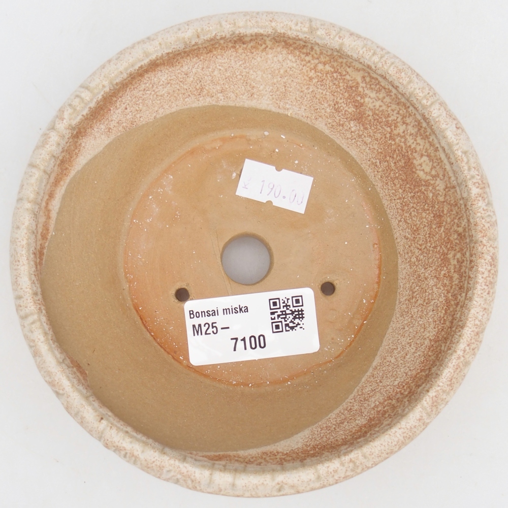 Ceramic bonsai bowl 13,5 x 13,5 x 5 cm, colour beige