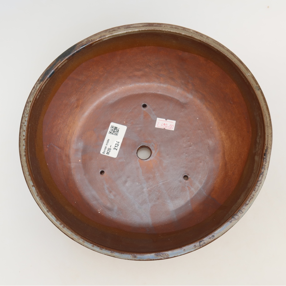 Ceramic bonsai bowl 24,5 x 24,5 x 7,5 cm, brown