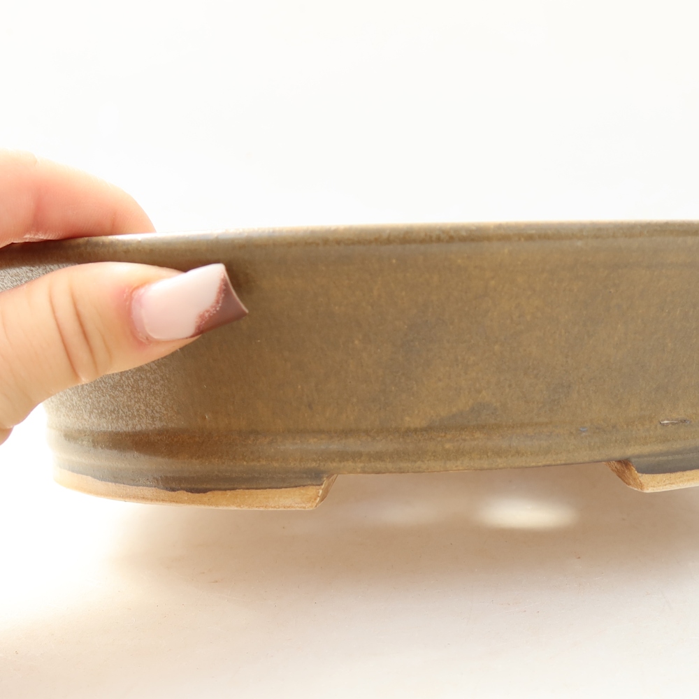 Ceramic bonsai pot, 24 x 21.5 x 5.5 cm, brown