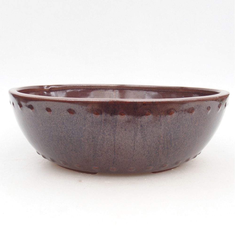 Ceramic bonsai bowl 24,5 x 24,5 x 7,5 cm, brown