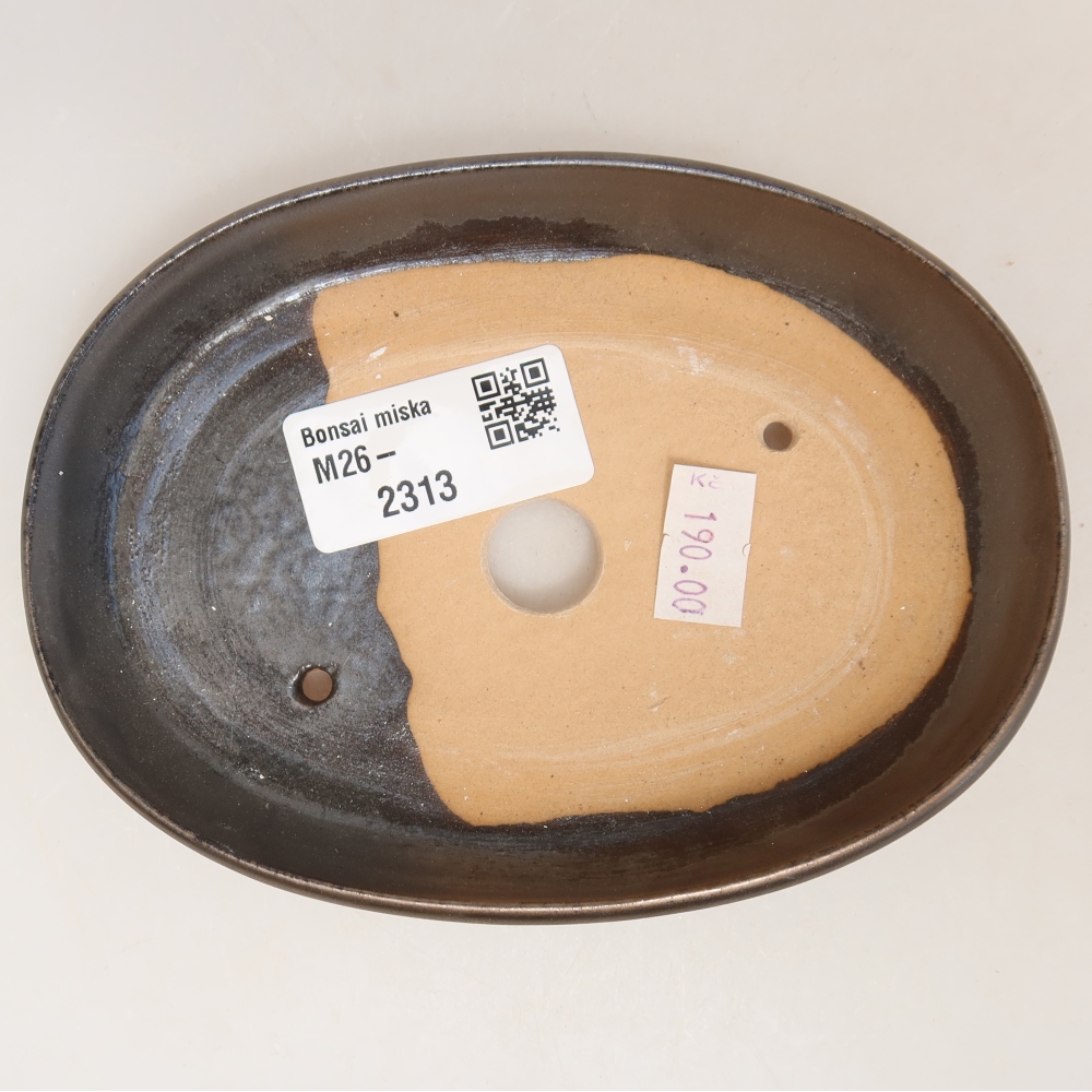 Ceramic bonsai pot, 13 x 9.5 x 2.5 cm, metallic color