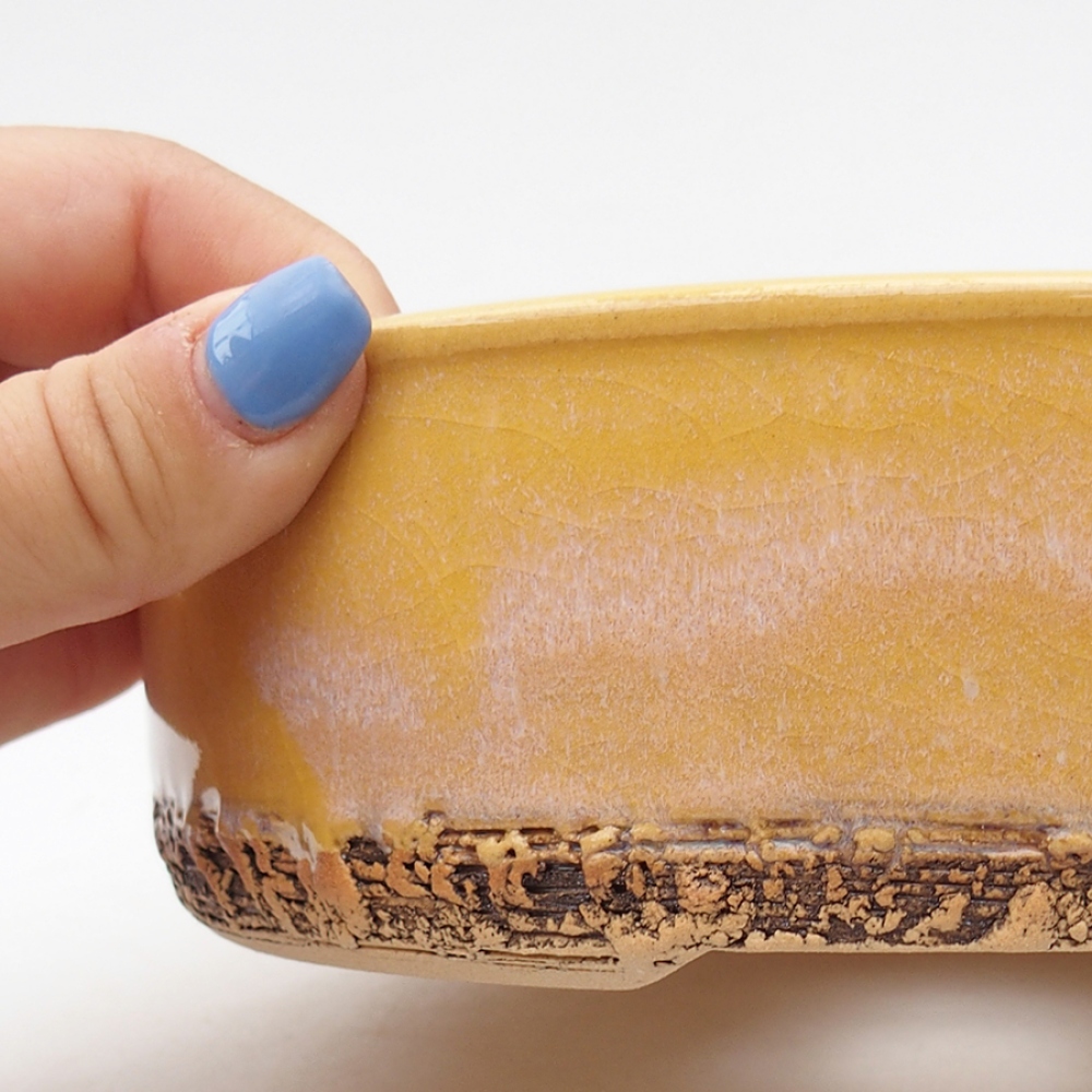 Ceramic bonsai bowl 18,5 x 18,5 x 6 cm, color yellow