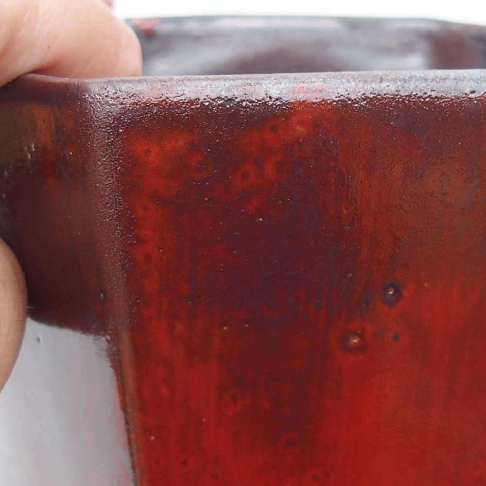 Ceramic bonsai bowl 13 x 11,5 x 17 cm, colour red