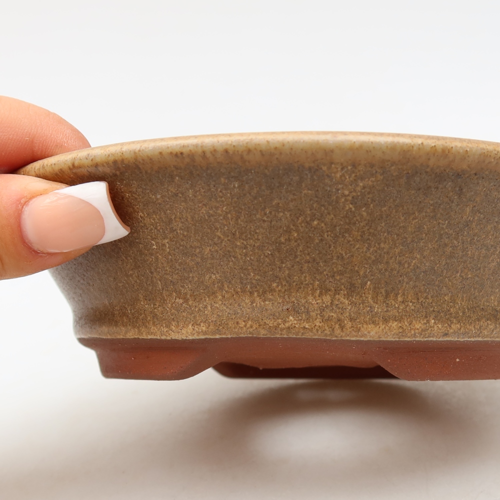Ceramic bonsai bowl 15 x 15 x 4,5 cm, brown