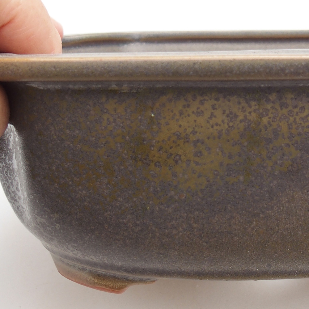 Ceramic bonsai bowl 22 x 16,5 x 7 cm, green