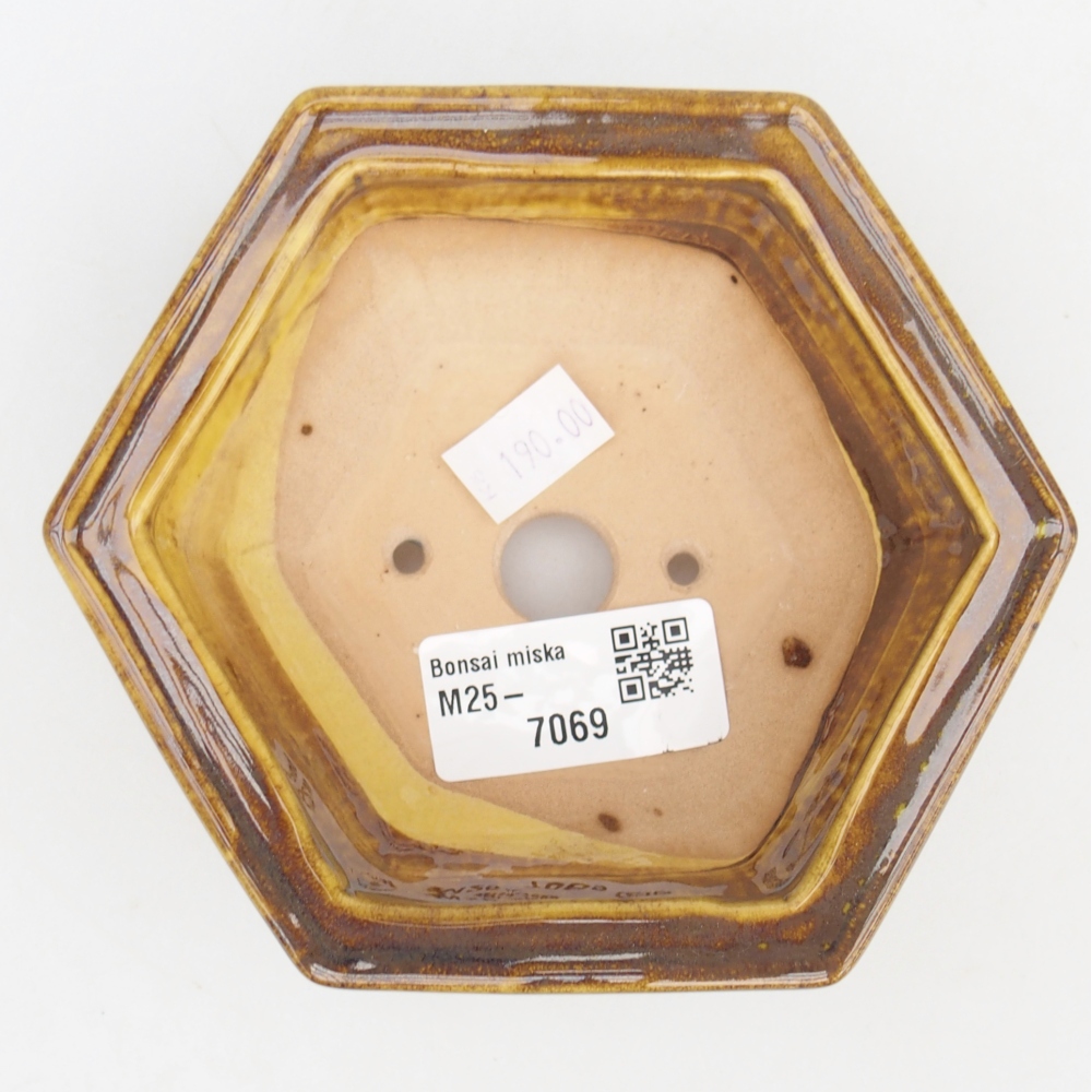 Ceramic bonsai bowl 12 x 10,5 x 4,5 cm, yellow