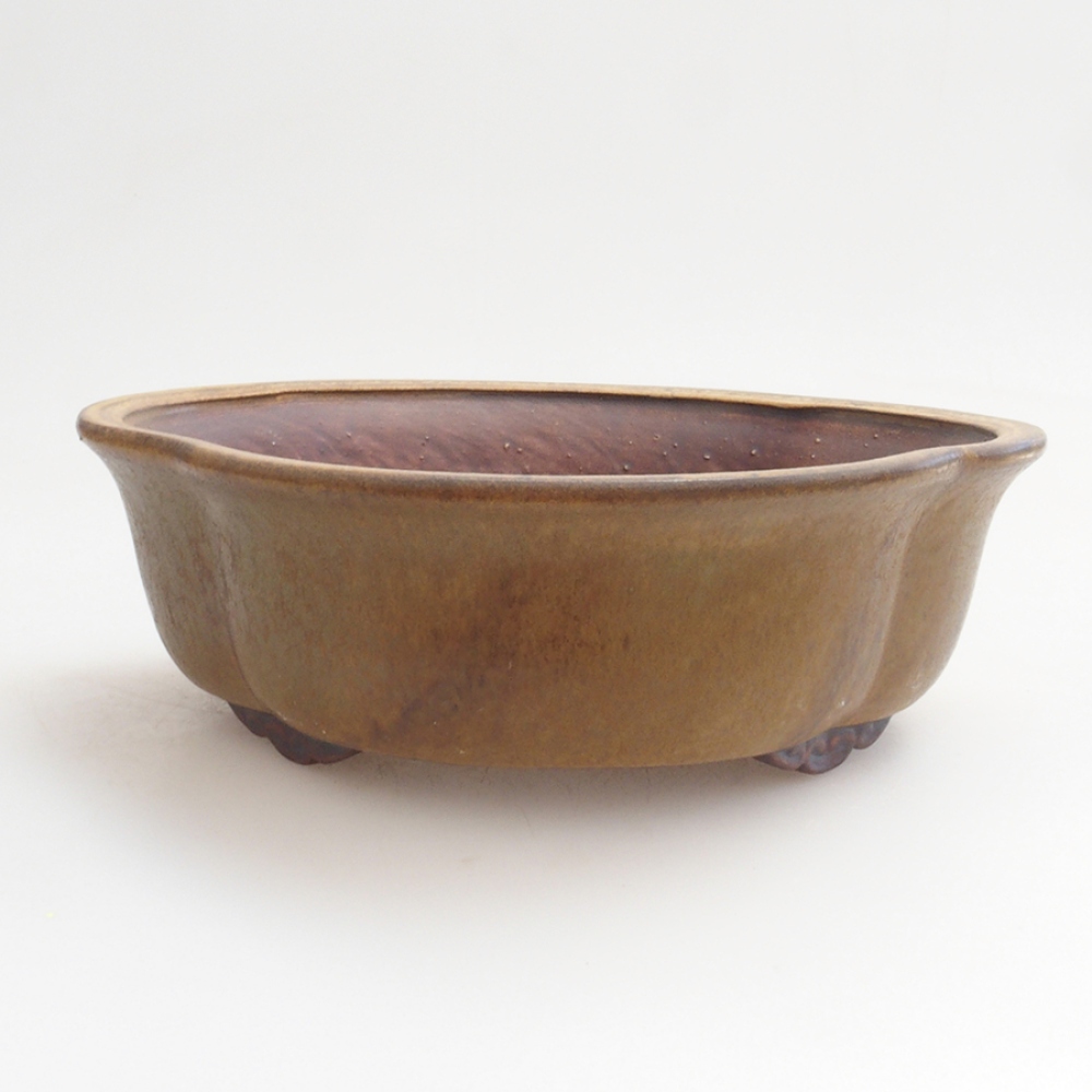Ceramic bonsai bowl 18 x 17 x 6 cm, color brown
