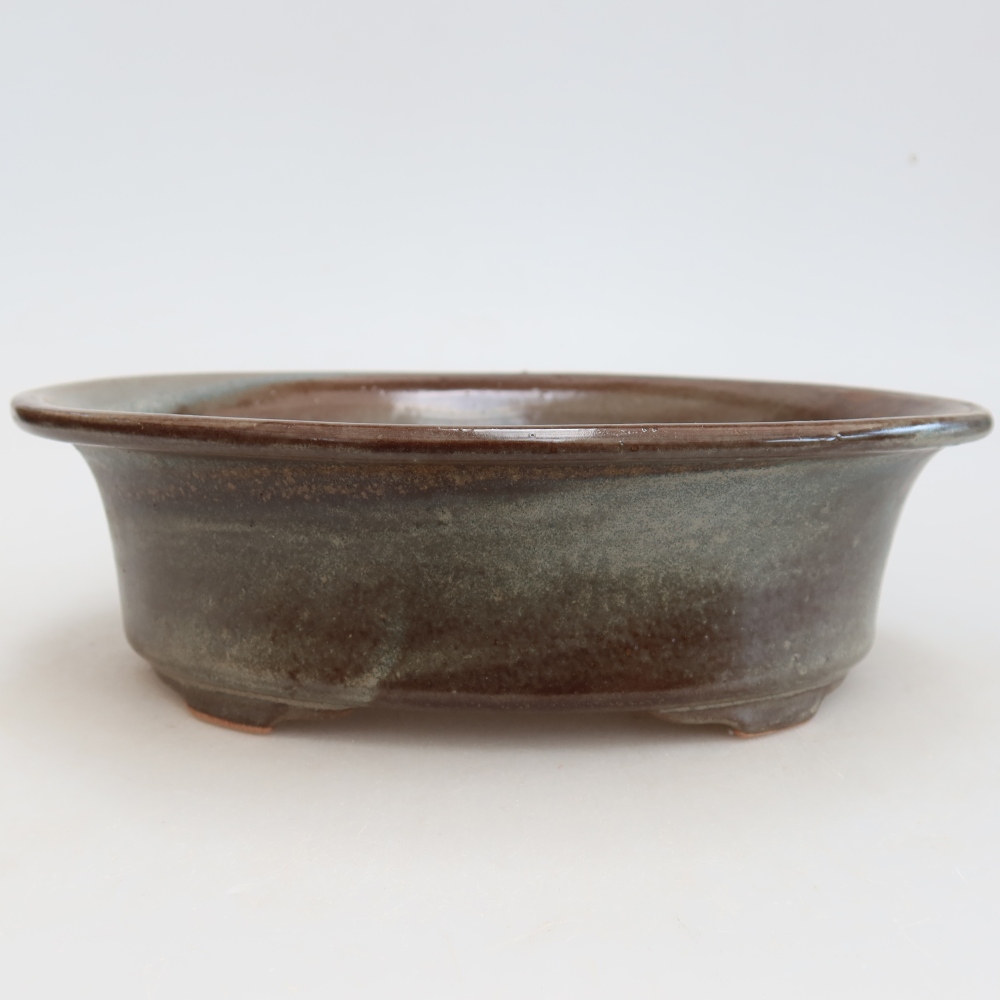 Ceramic bonsai pot, 22 x 17.5 x 6.5 cm, brown