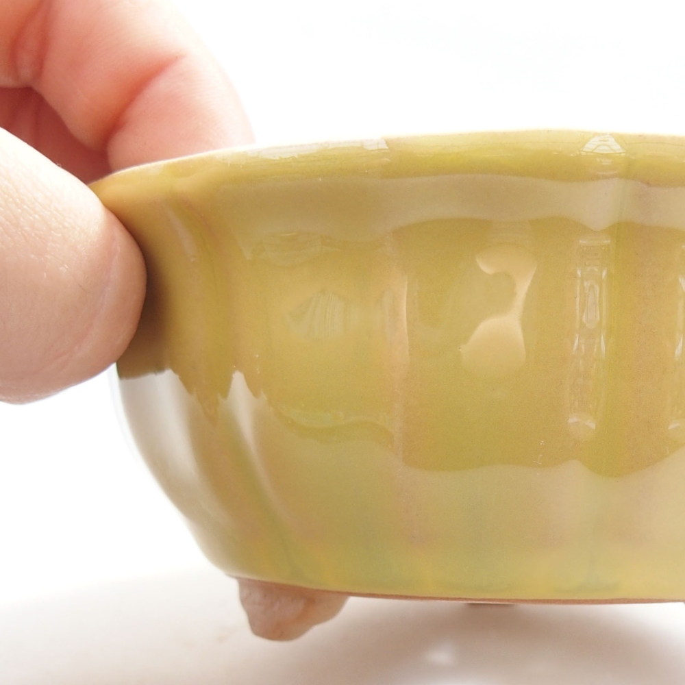 Ceramic bonsai bowl 11,5 x 11,5 x 5 cm, color yellow
