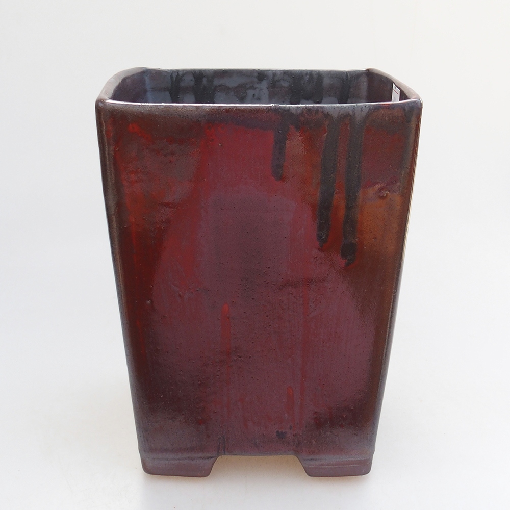 Ceramic bonsai bowl 15 x 15 x 19 cm, colour red