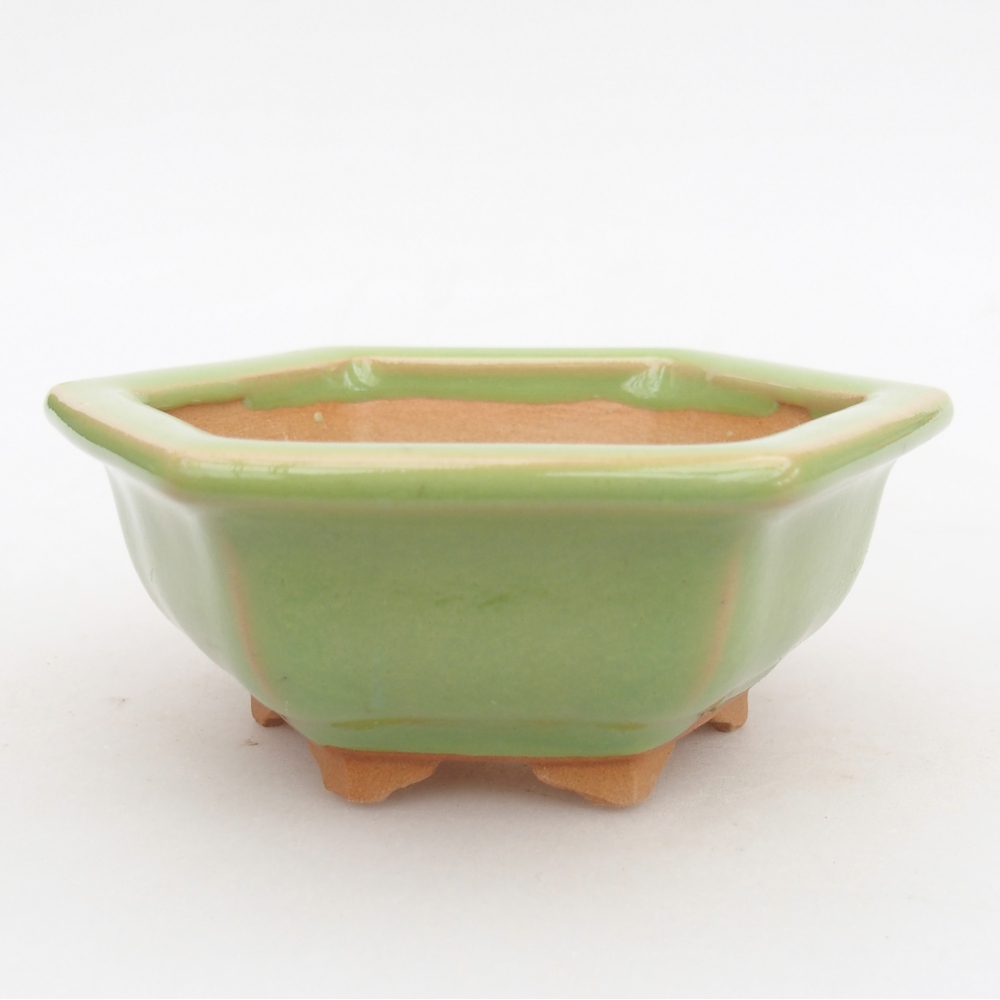 Ceramic bonsai bowl 12 x 10,5 x 4,5 cm, green