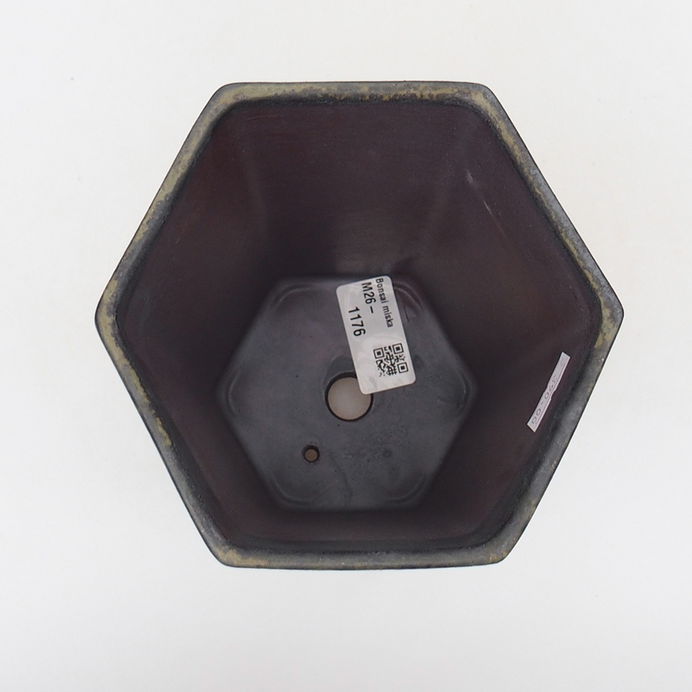 Ceramic bonsai bowl 13 x 11,5 x 17 cm, green-grey