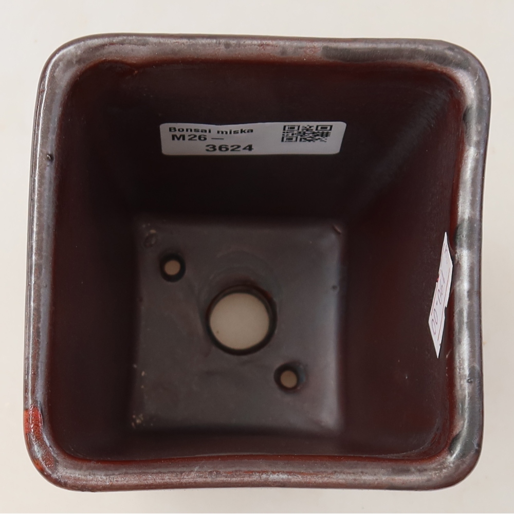 Ceramic bonsai bowl 8,5 x 8,5 x 11 cm, brown
