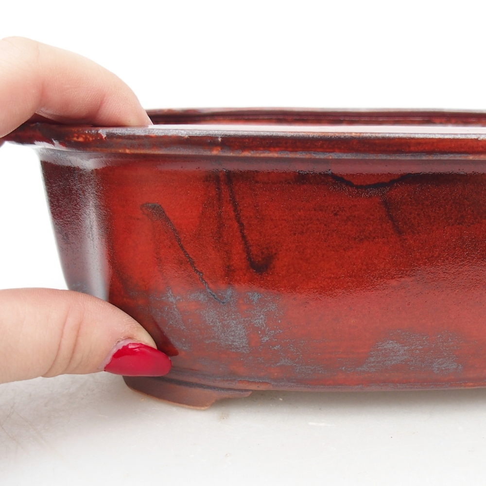 Ceramic bonsai bowl 22 x 18 x 7,5 cm, colour red