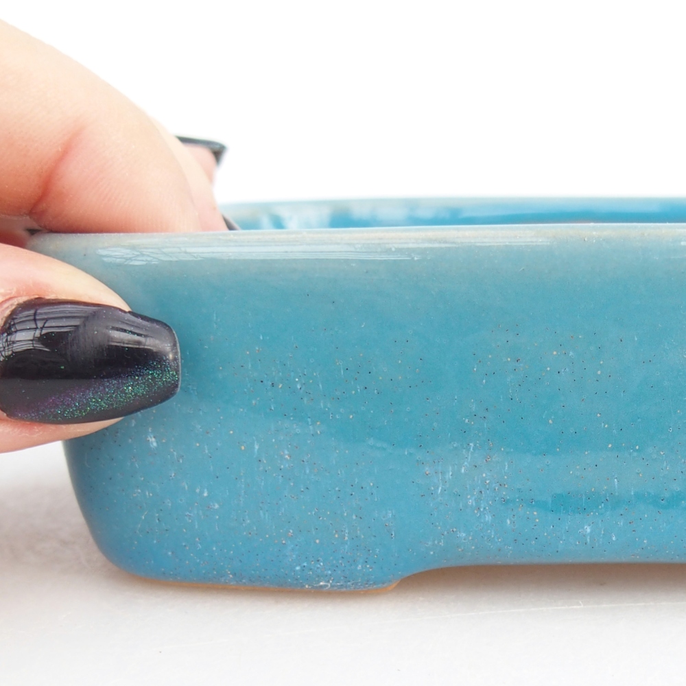 Ceramic bonsai bowl 12,5 x 9,5 x 3,5 cm, colour blue