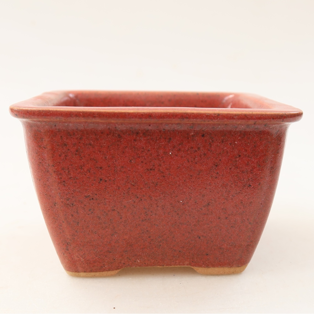 Ceramic bonsai pot, 8.5 x 8.5 x 5.5 cm, pink