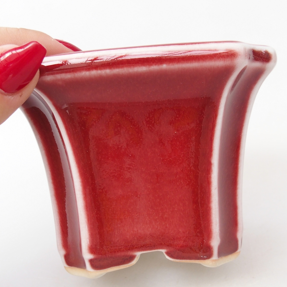 Ceramic bonsai bowl 10 x 10 x 7 cm, colour red