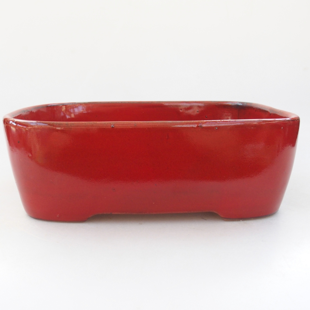 Ceramic bonsai bowl 23 x 18 x 7,5 cm, colour red