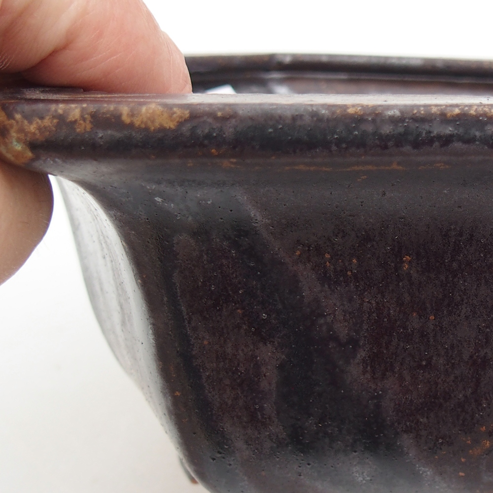 Ceramic bonsai bowl 18 x 16 x 9 cm, metal colour