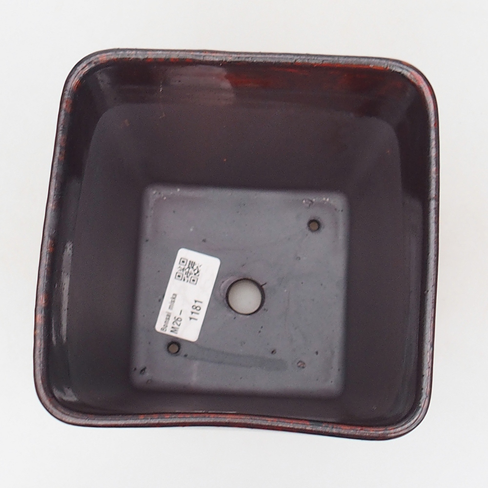 Ceramic bonsai bowl 14 x 14 x 15 cm, colour red