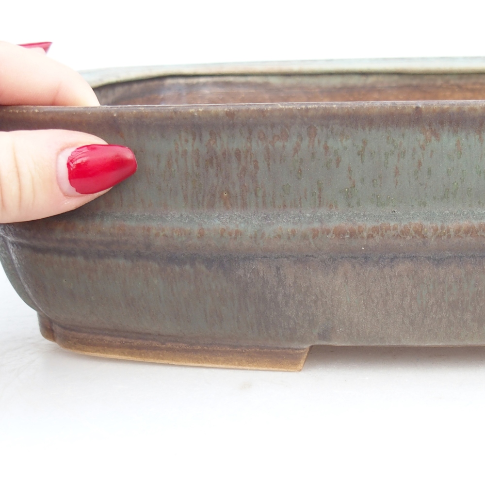 Ceramic bonsai bowl 29,5 x 24 x 7 cm, green
