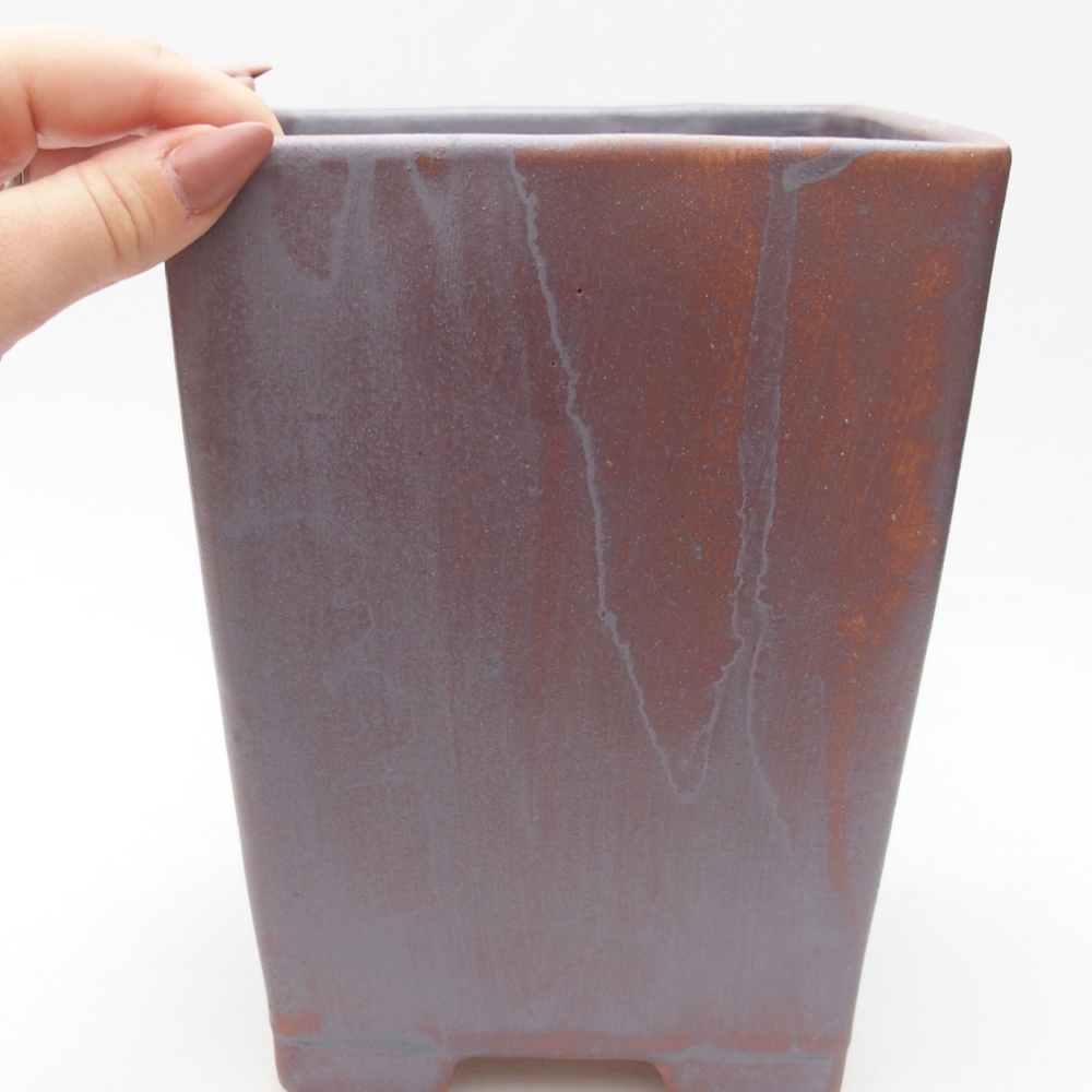 Ceramic bonsai bowl 15 x 15 x 19,5 cm, metal colour