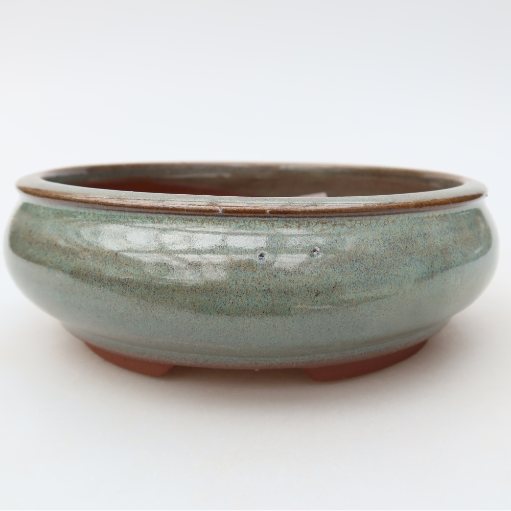 Ceramic bonsai pot, 16 x 16 x 5.5 cm, green