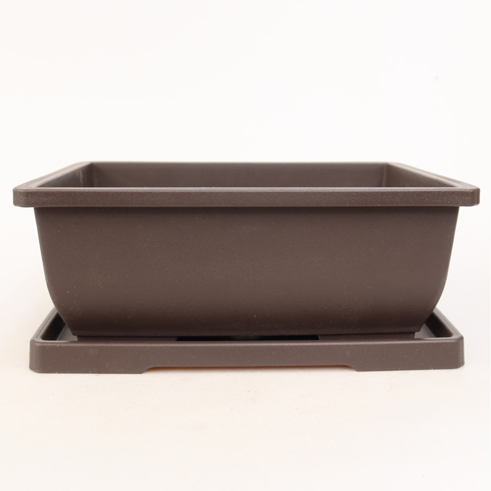Bonsai Pot + Saucer, Plastic MP-2 - 21.5 x 15.5 x 8 cm