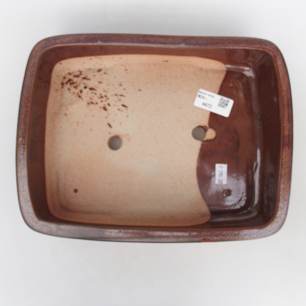 Ceramic bonsai bowl 27 x 20,5 x 6,5 cm, brown color