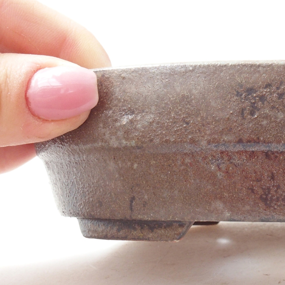 Ceramic bonsai bowl 13,5 x 10,5 x 3,5 cm, color brown