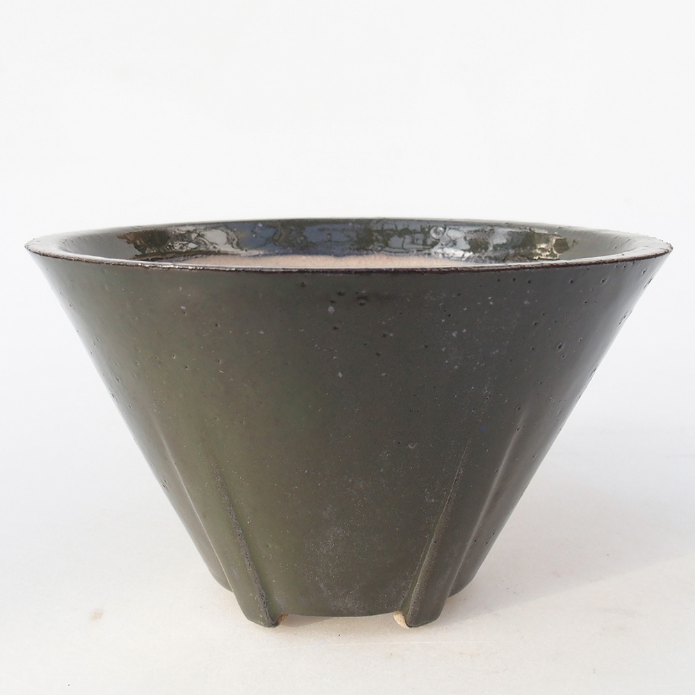 Ceramic bonsai bowl 15 x 15 x 9 cm, green