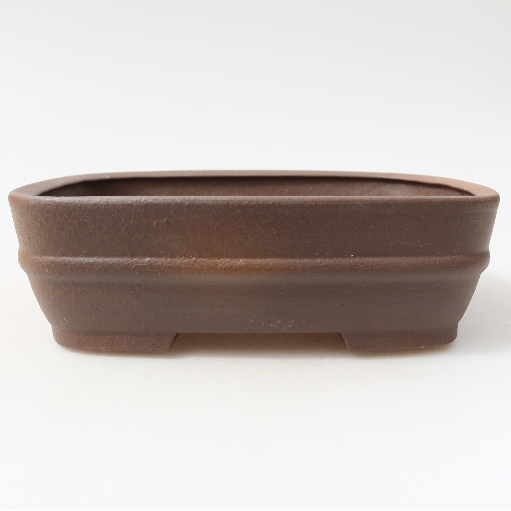 Ceramic bonsai pot, 14.5 x 11.5 x 4.5 cm, brown