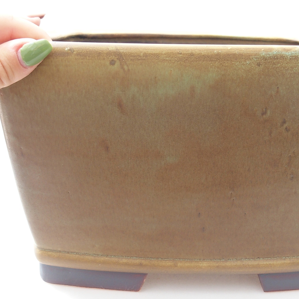 Ceramic bonsai bowl 26,5 x 26,5 x 16 cm, green