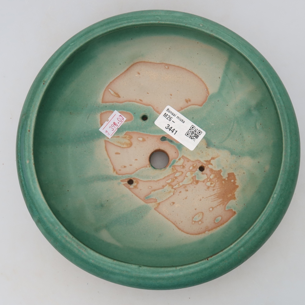 Ceramic bonsai pot, 20 x 20 x 7.5 cm, green