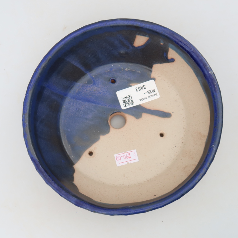Ceramic bonsai pot, 18 x 18 x 5.5 cm, blue