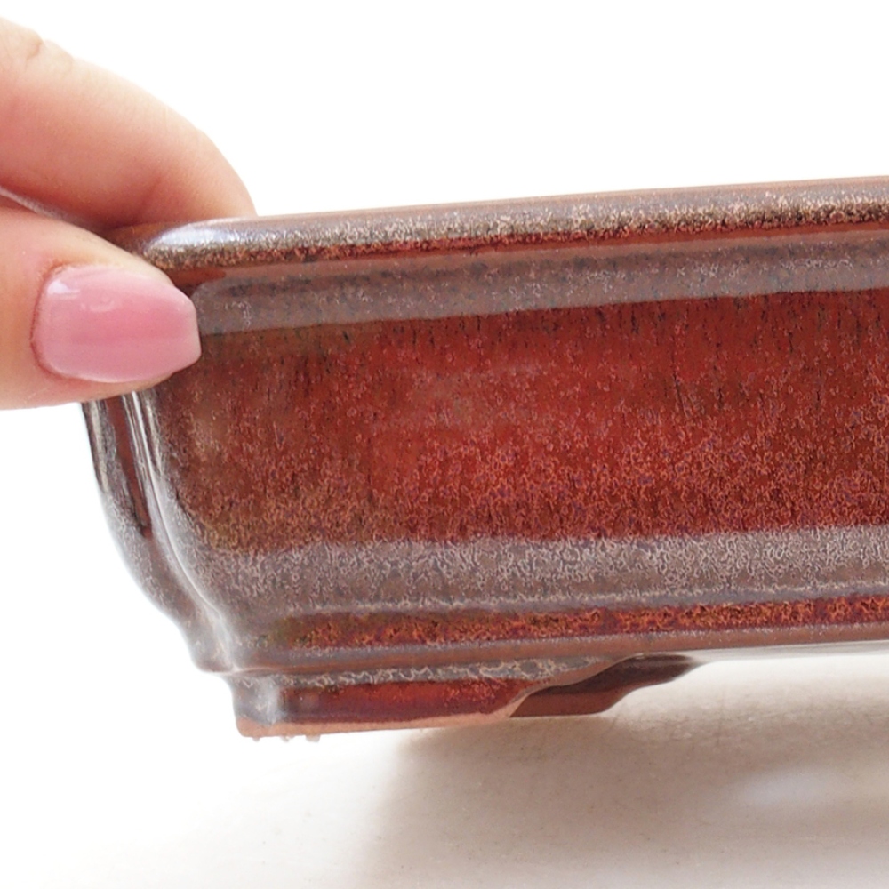 Ceramic bonsai bowl 18 x 13,5 x 5 cm, color brown