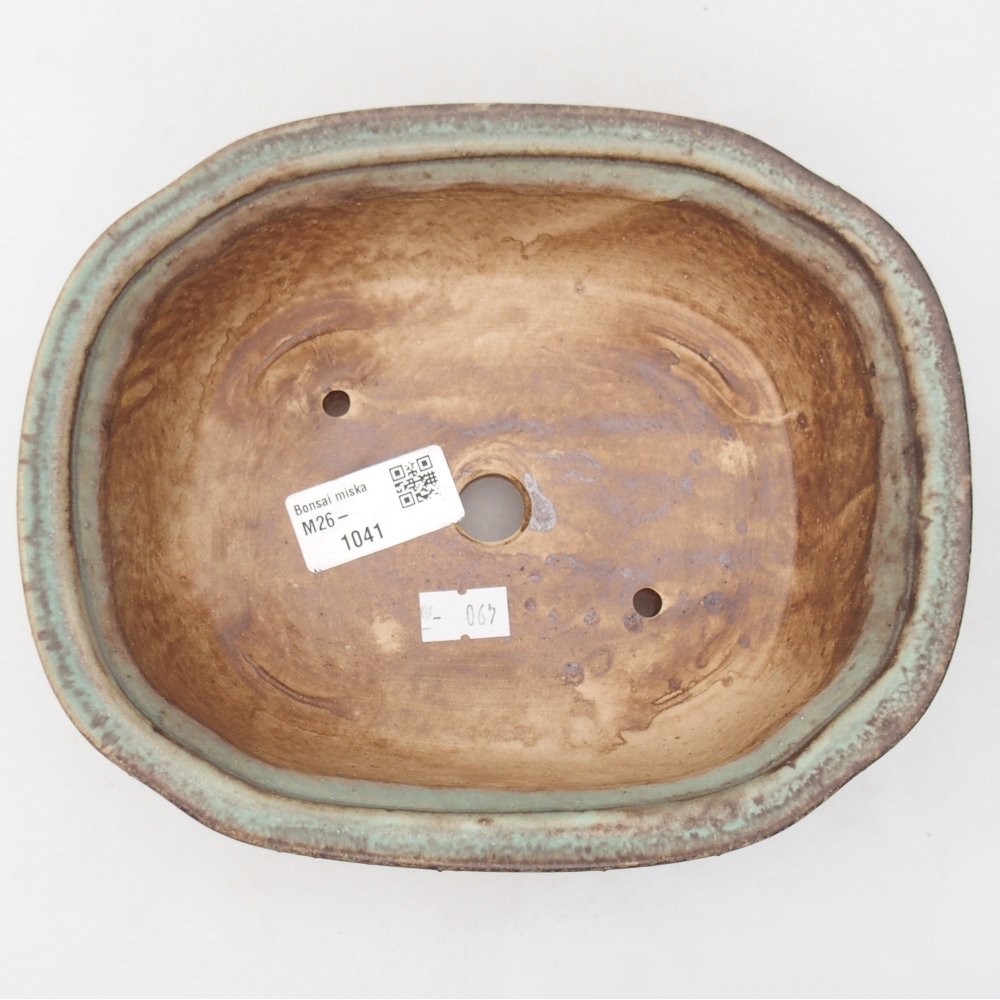 Ceramic bonsai bowl 20 x 16,5 x 7 cm, green