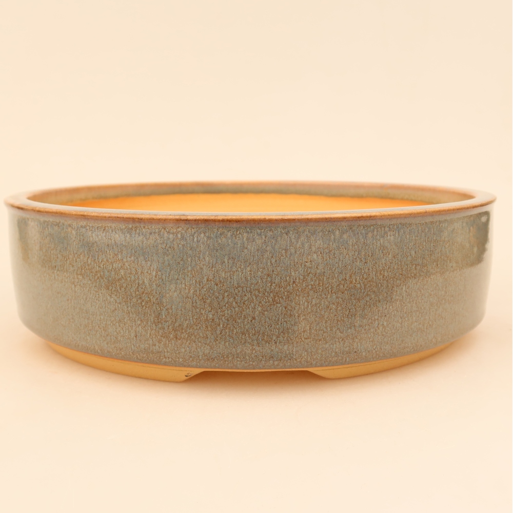 Ceramic bonsai pot, 23.5 x 23.5 x 6.5 cm, gray