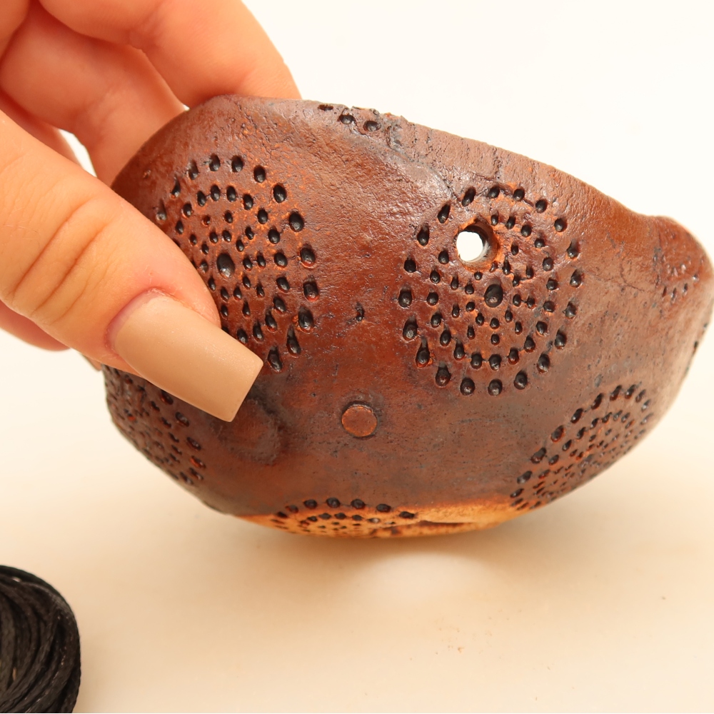 Ceramic Kokedama Pot, 10 x 10 x 6.5 cm, brown