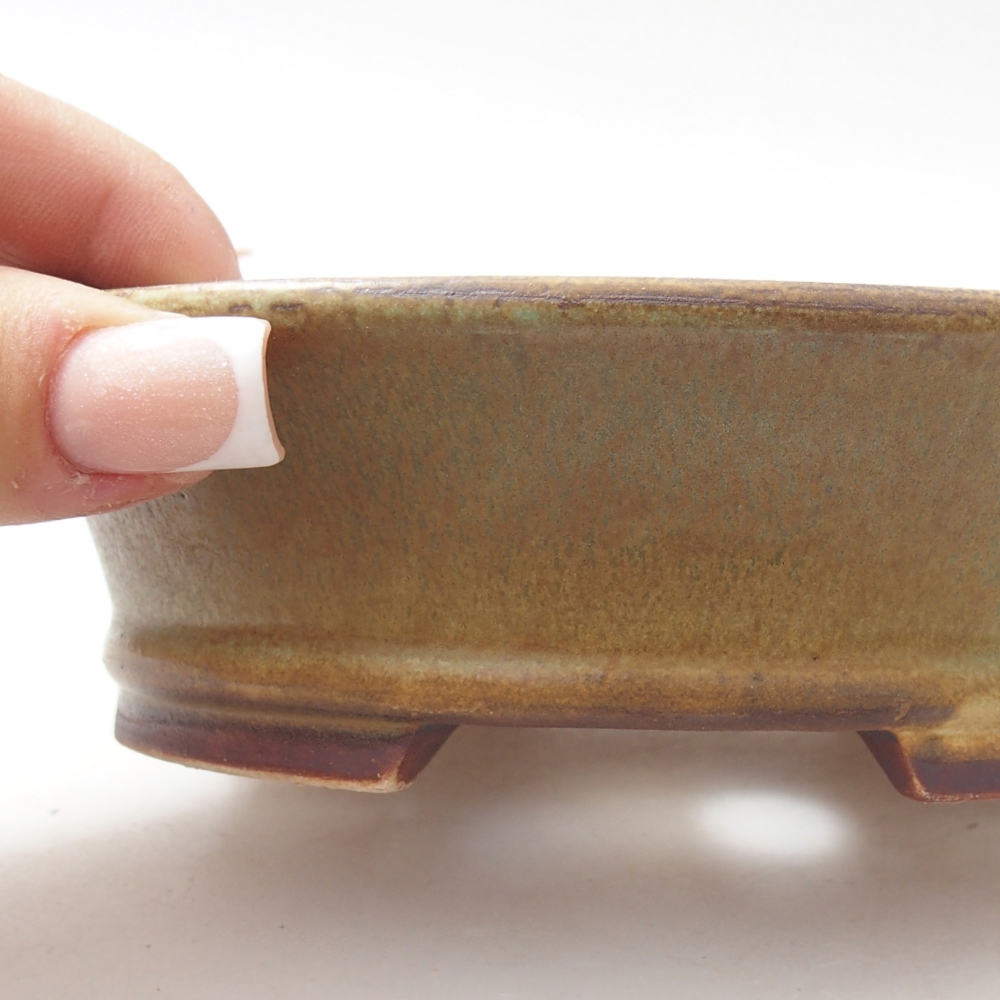 Ceramic bonsai bowl 14 x 12,5 x 4 cm, green
