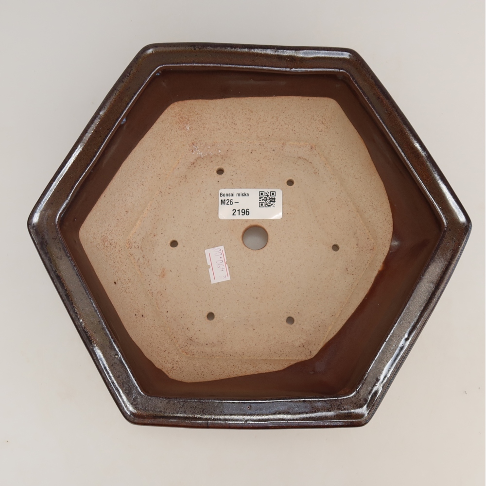 Ceramic bonsai pot, 24 x 21.5 x 7.5 cm, brown