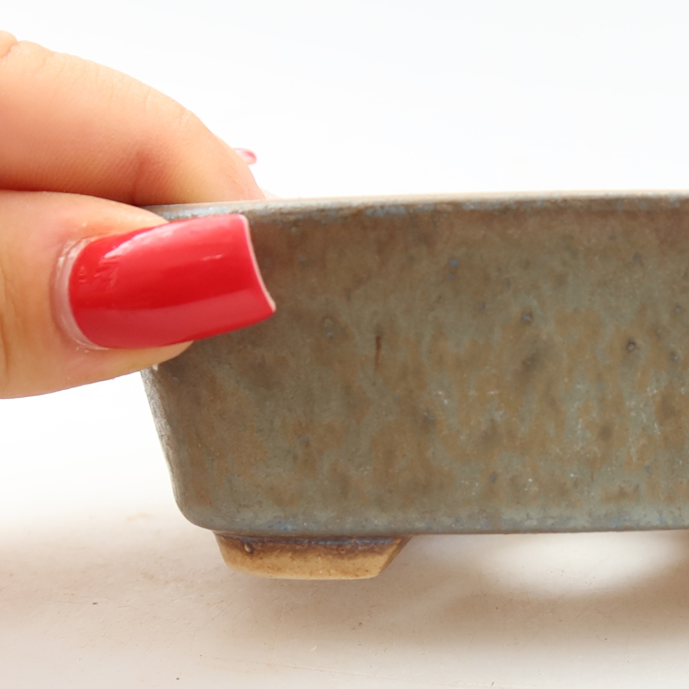 Ceramic bonsai pot, 10 x 8.5 x 4 cm, blue