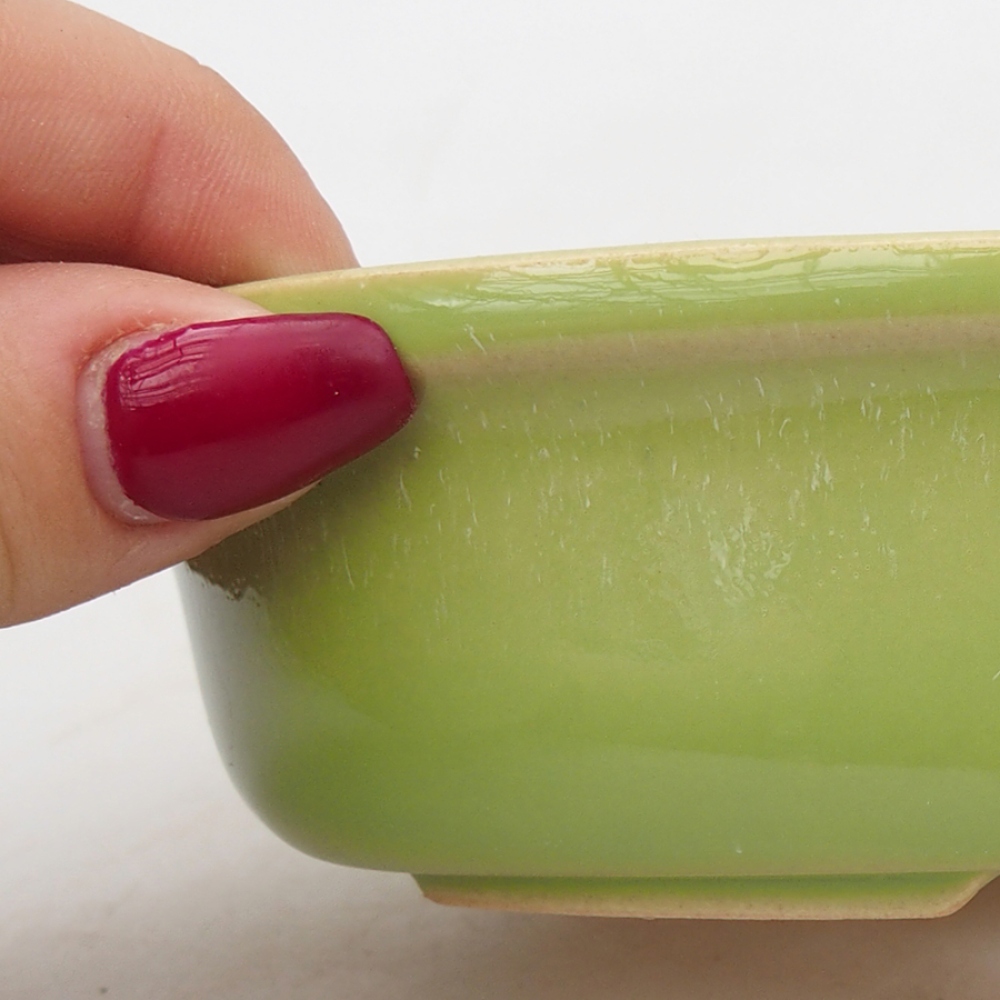 Ceramic bonsai bowl 15 x 11 x 3,5 cm, colour green