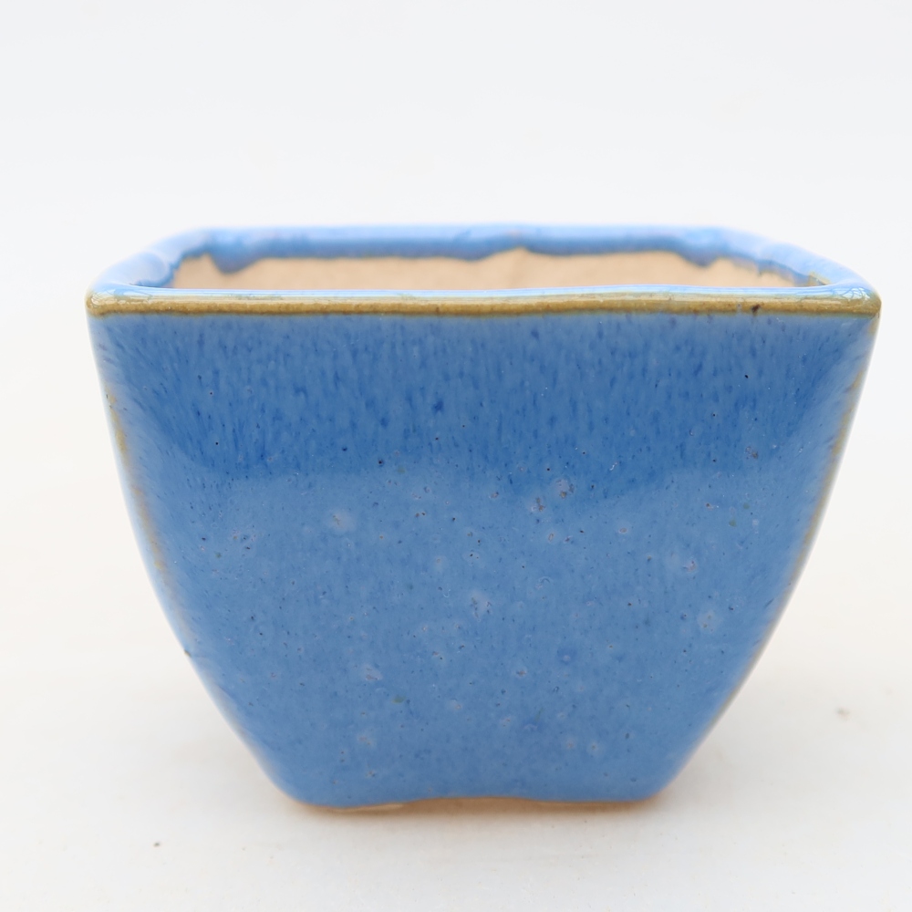 Ceramic bonsai pot, 5.5 x 5.5 x 4.5 cm, blue