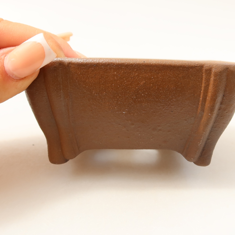 Ceramic bonsai pot, 10.5 x 10.5 x 4.5 cm, brown