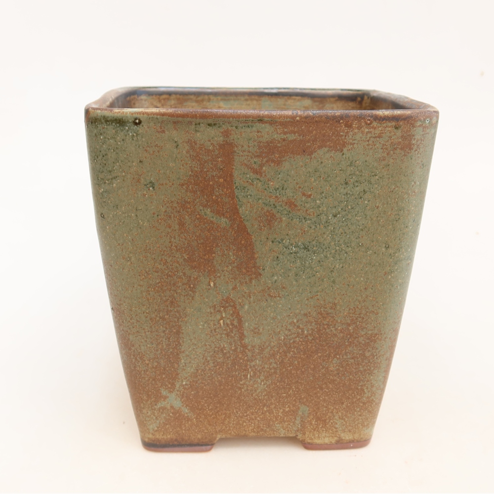 Ceramic bonsai bowl 14 x 14 x 15 cm, brown